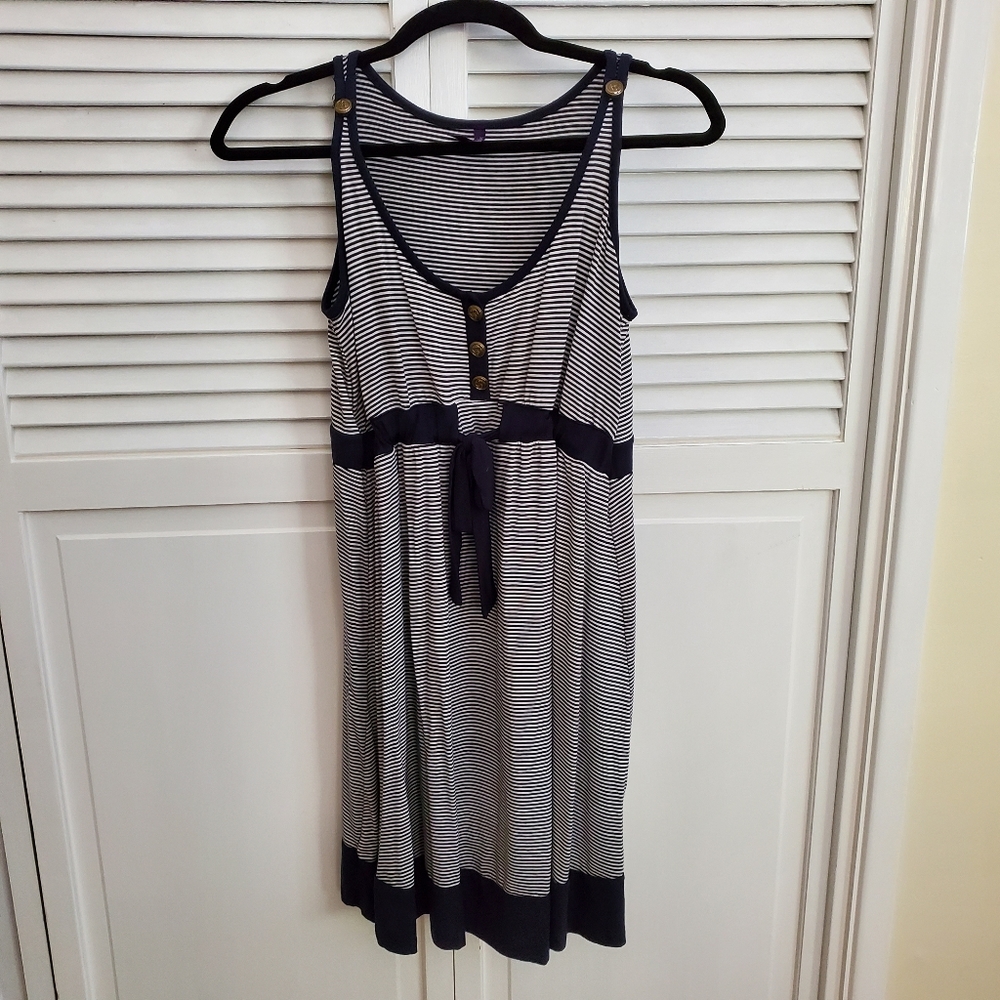 Navy Sailor Stripe Maternity Tank Dress